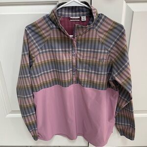 L.L. Bean Pink and Plaid Half-Zip Pullover
